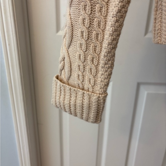 French Connection Cable Knit Cowl Neck Light Beige Sweater Wool Blend - Picture 5 of 11